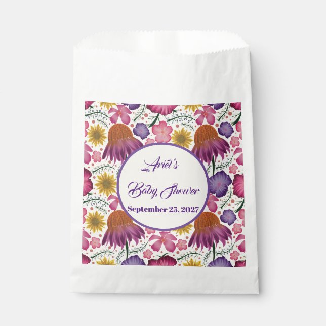 Wildflower Personalised Garden Baby Shower  Favour Bags (Front)