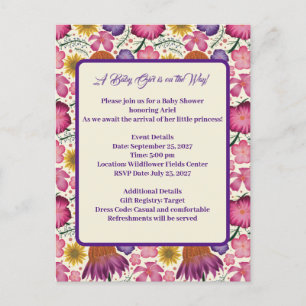 Wildflower Personalised Garden Baby Shower Invitation Postcard