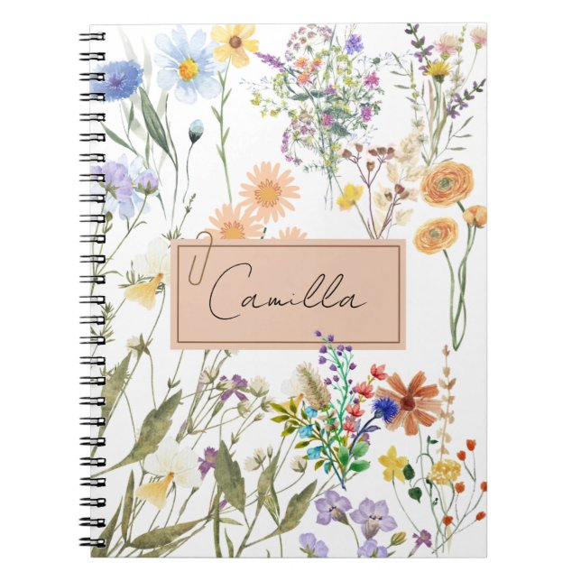 Wildflower Personalised Journal Customised Noteboo (Front)
