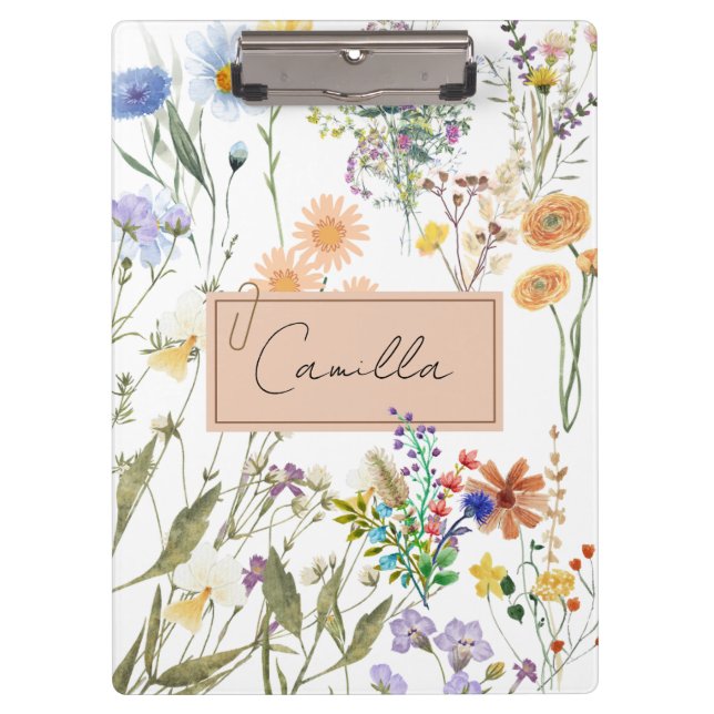 Wildflower Personalised Journal Customised Noteboo Clipboard (Front)