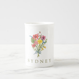 Wildflower personalised Name Bone China Mug