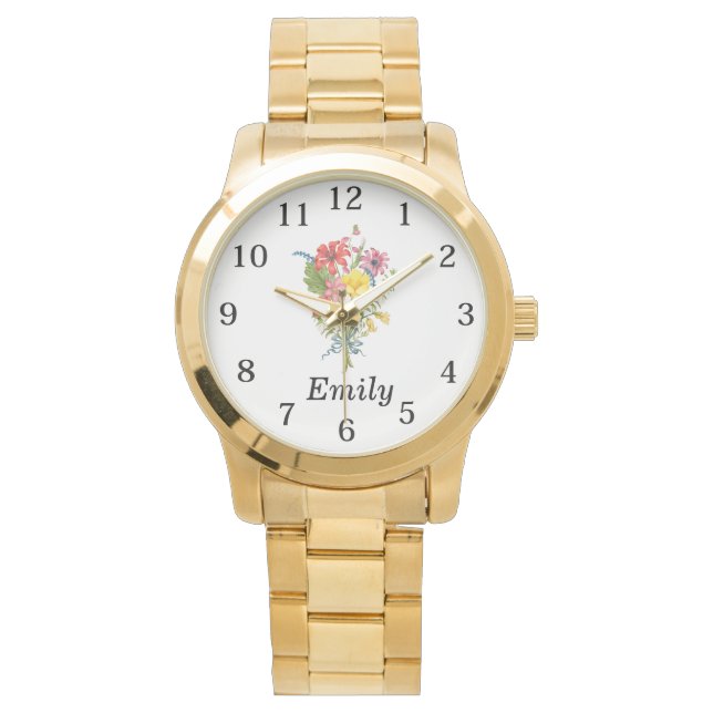  Wildflower personalised name Watch (Front)