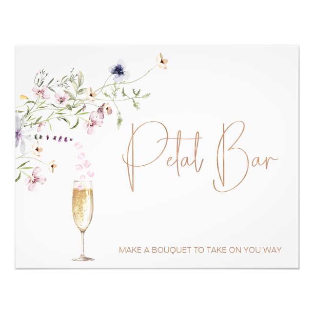 Wildflower Petals Bar Bridal Shower Sign (Front)