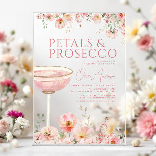 Wildflower Petals & Prosecco Blush Bridal Shower  Acrylic Invitations