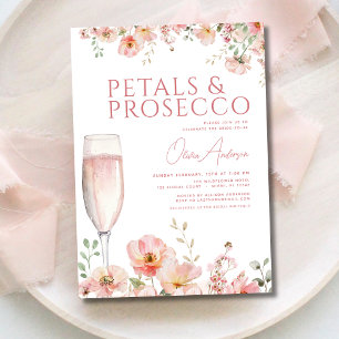 Wildflower Petals & Prosecco Blush Bridal Shower  Invitation