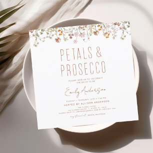 Wildflower Petals & Prosecco Bridal Shower Garden Invitation