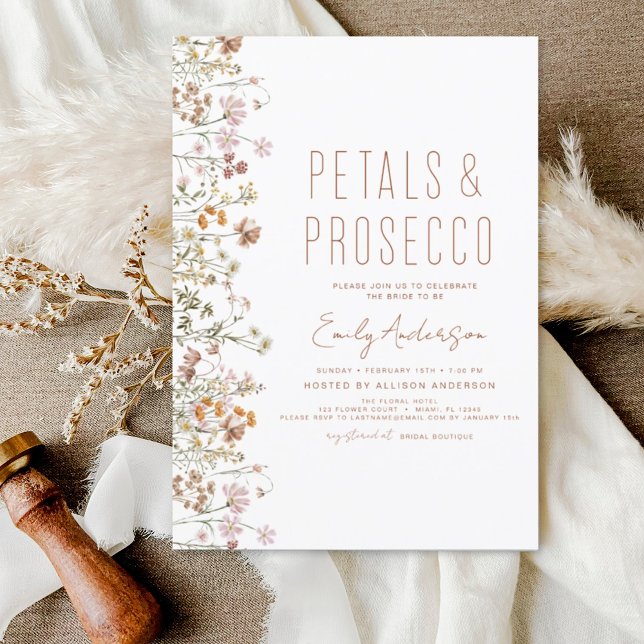 Wildflower Petals & Prosecco Bridal Shower Garden Invitation (Creator Uploaded)