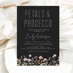 Wildflower Petals & Prosecco Bridal Shower  Invitation