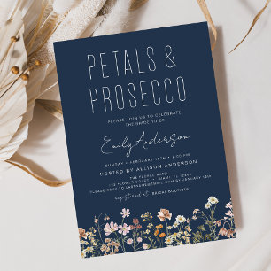 Wildflower Petals & Prosecco Bridal Shower  Invitation