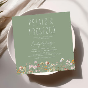 Wildflower Petals & Prosecco Bridal Shower Invitation
