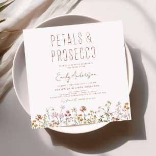 Wildflower Petals & Prosecco Bridal Shower Invitation