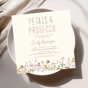 Wildflower Petals & Prosecco Bridal Shower  Invitation