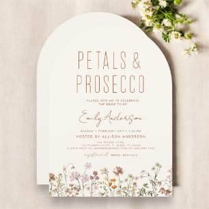Wildflower Petals & Prosecco Bridal Shower  Invitation