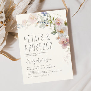 Wildflower Petals & Prosecco Bridal Shower  Invitation