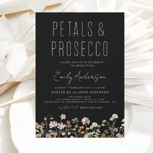 Wildflower Petals & Prosecco Bridal Shower Invitation