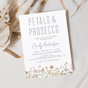 Wildflower Petals & Prosecco Bridal Shower Invitation