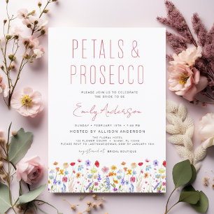 Wildflower Petals & Prosecco Bridal Shower  Invitation