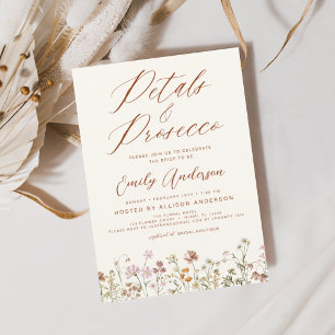 Wildflower Petals & Prosecco Bridal Shower Invitation