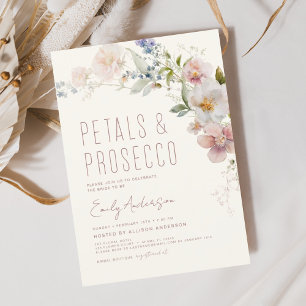 Wildflower Petals & Prosecco Bridal Shower Invitation