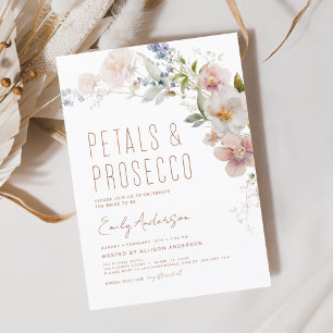 Wildflower Petals & Prosecco Bridal Shower  Invitation