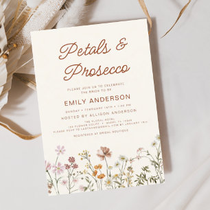 Wildflower Petals & Prosecco Bridal Shower  Invitation