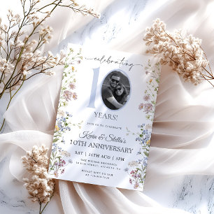 Wildflower Photo 10th Anniversary Invitation