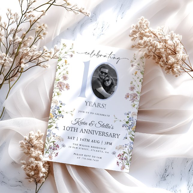 Wildflower Photo 10th Anniversary Invitation (Creator Uploaded)