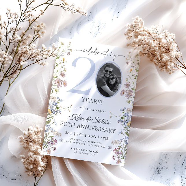 Wildflower Photo 20th Anniversary Invitation (Creator Uploaded)