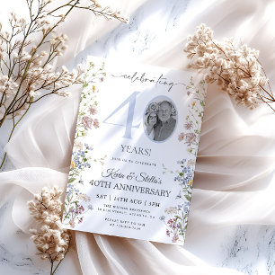 Wildflower Photo 40th Anniversary Invitation