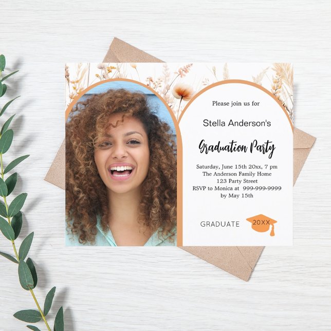 Wildflower photo arch graduation party invitation (Creator Uploaded)