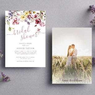 Wildflower Photo Bridal Shower Floral  Invitation