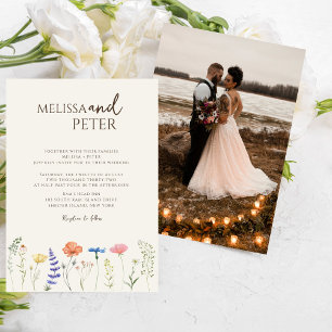 Wildflower Photo Casual Wedding Invitation