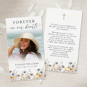 Wildflower Photo Forever Hearts Cross Prayer Card