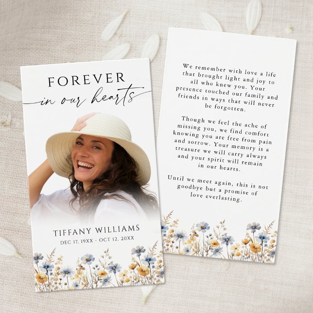 Wildflower Photo Forever In Our Hearts Prayer Card (Creator Uploaded)