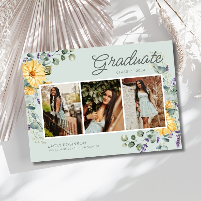 Wildflower Photo Girl High School Graduation Party Invitation (Wildflower Photo Girl High School Graduation Party Invitation)