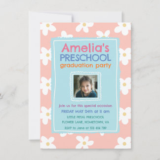 Wildflower Photo Preschool Graduation Party Invitation
