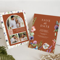 Wildflower Photo QR Code Terracotta Wedding