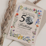 Wildflower Photo SURPRISE 50th Birthday Champagne Invitation<br><div class="desc">An elegant "50th Birthday" party invitation design with personalised photo,  modern typography and wildflower motif.</div>