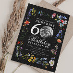 Wildflower Photo SURPRISE 60th Birthday Black  Invitation<br><div class="desc">An elegant "60th Birthday" party invitation design with personalised photo,  modern typography and wildflower motif.</div>