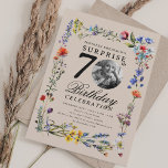 Wildflower Photo SURPRISE 70th Birthday Champagne  Invitation<br><div class="desc">An elegant "70th Birthday" party invitation design with personalised photo,  modern typography and wildflower motif.</div>