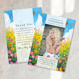 Wildflower Photo Sympathy Funeral Memorial Thank You Card