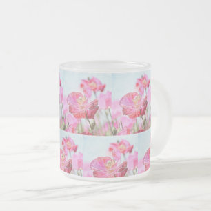Wildflower Pink and Red Poppy Garden – Nature  Frosted Glass Coffee Mug