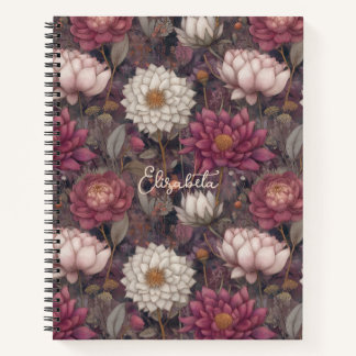Wildflower Pink and White Garden Personalized  Notebook