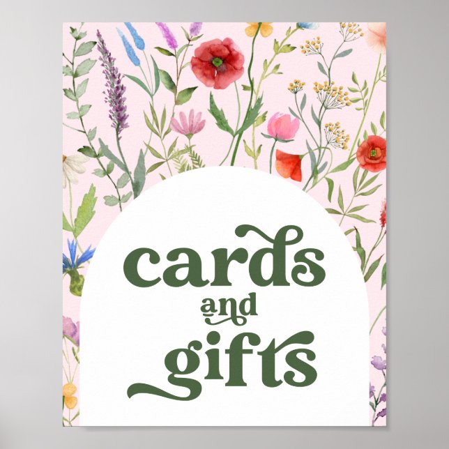 Wildflower Pink Baby Shower Cards & Gifts Sign (Front)