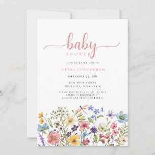 Wildflower Pink Baby Shower Invitation