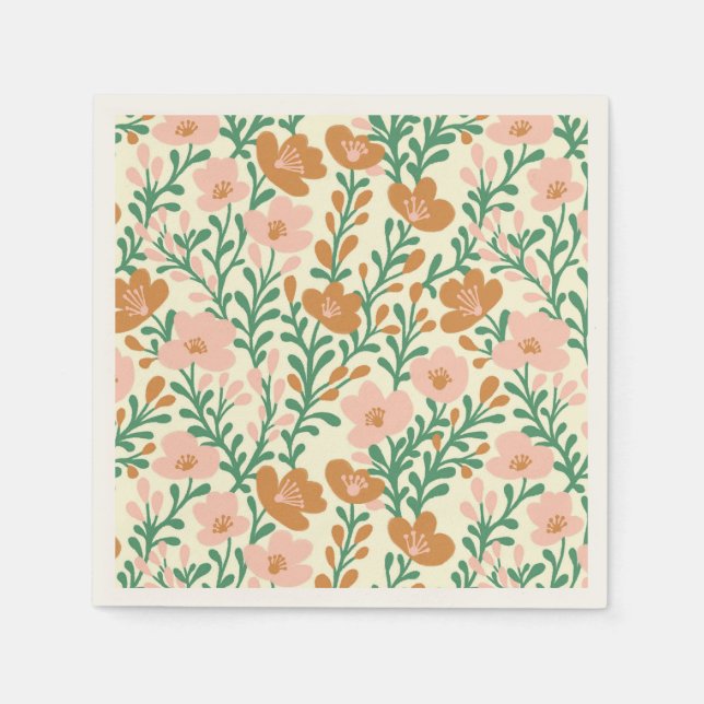 Wildflower Pink Blooms Floral Baby Shower Custom Napkin (Front)