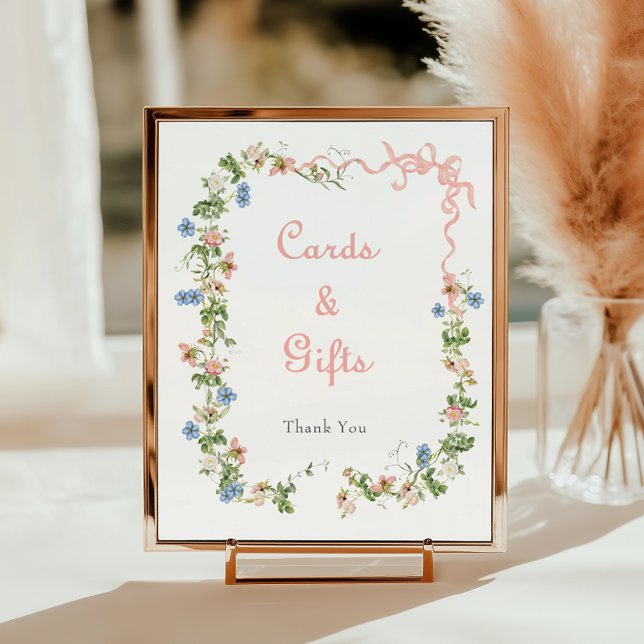 Wildflower Pink Bow Baby Shower Cards and Gifts Poster (Creator Uploaded)