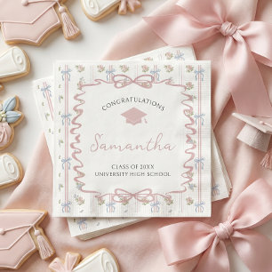 Wildflower Pink Bow Graduation Napkin