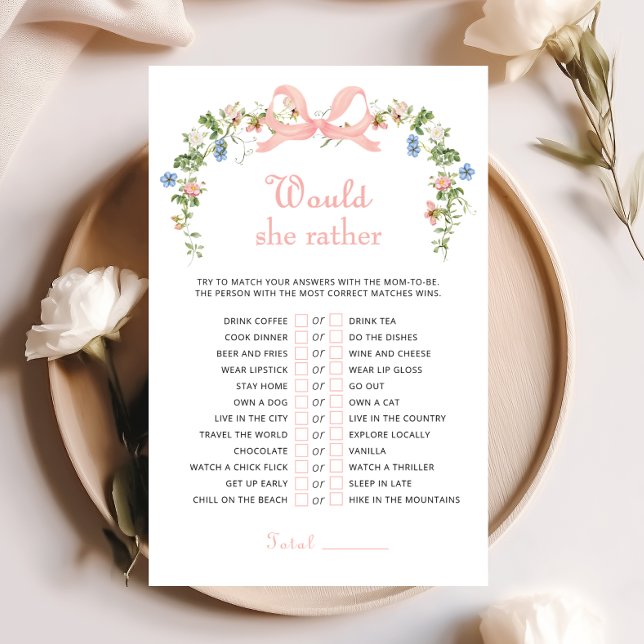 Wildflower Pink Bow Would She Rather Game (Creator Uploaded)