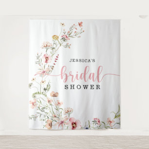 Wildflower Pink Bridal Shower Backdrop Decor Tapestry